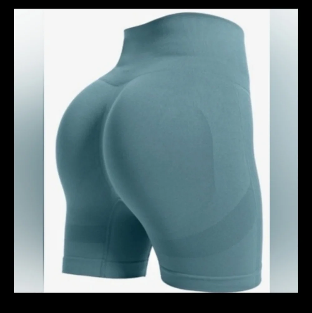 NWT 2 Ea. 3.6" Women Seamless High Waisted Scrunch Butt Lifting Shorts. Teal Co - Picture 1 of 7